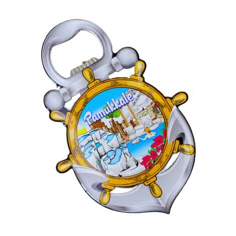 Pamukkale Themed Myros Metal Anchor Bottle Opener Refrigerator Magnet 105x72 mm - 2