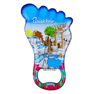 Pamukkale Themed Myros Metal Bottle Opener Refrigerator Magnet 100x59 mm - Myros