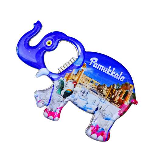Pamukkale Themed Myros Metal Elephant Bottle Opener Refrigerator Magnet 98x61 mm - 5