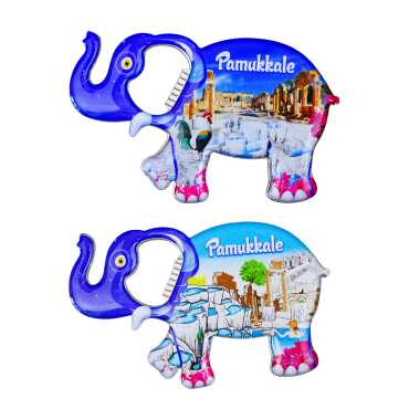 Pamukkale Themed Myros Metal Elephant Bottle Opener Refrigerator Magnet 98x61 mm - 2