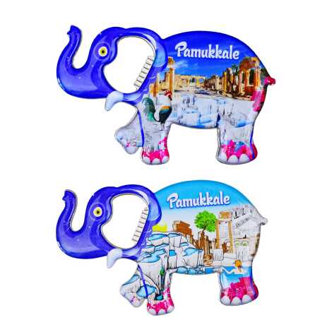 Pamukkale Themed Myros Metal Elephant Bottle Opener Refrigerator Magnet 98x61 mm - 2