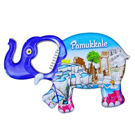 Pamukkale Themed Myros Metal Elephant Bottle Opener Refrigerator Magnet 98x61 mm - 3