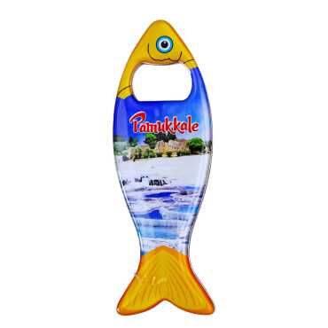 Pamukkale Themed Myros Metal Fish Bottle Opener Refrigerator Magnet 120x43 mm - 4