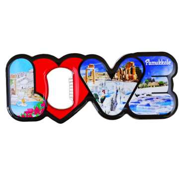 Pamukkale Themed Myros Metal Love Bottle Opener Refrigerator Magnet 114x47 mm - Myros