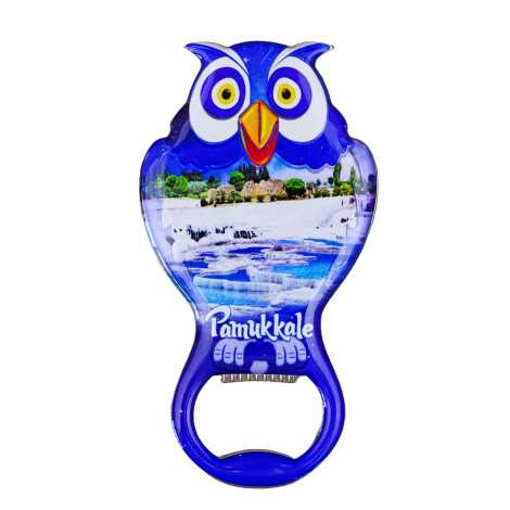 Pamukkale Themed Myros Metal Owl Refrigerator Magnet Bottle Opener 88x47 mm - 3