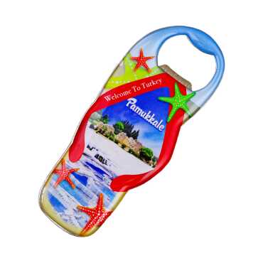 Pamukkale Themed Myros Metal Sandal Bottle Opener Refrigerator Magnet 110x45 mm - 2
