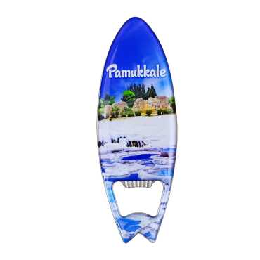 Pamukkale Themed Myros Metal Surf Bottle Opener Refrigerator Magnet 128x45 mm - Myros