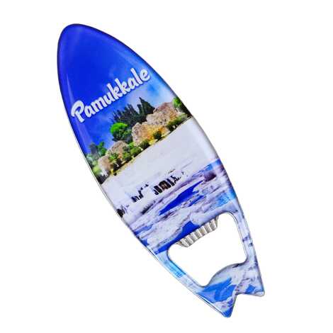 Pamukkale Themed Myros Metal Surf Bottle Opener Refrigerator Magnet 128x45 mm - 2