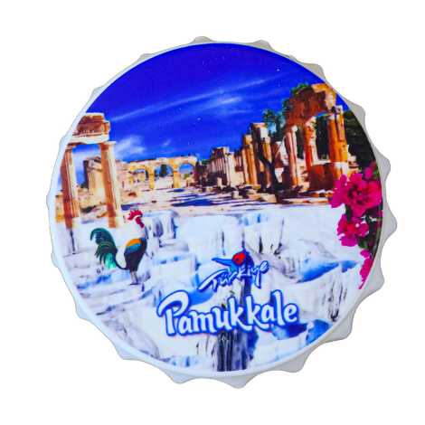 Pamukkale Themed Myros White Bottle Opener Refrigerator Magnet 63x15 mm - 1
