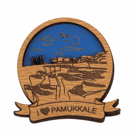 Pamukkale Themed Myros Wooden Refrigerator Magnet - 6