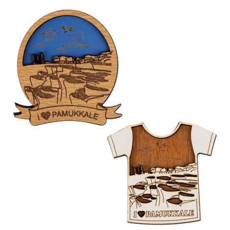 Pamukkale Themed Myros Wooden Refrigerator Magnet - 2