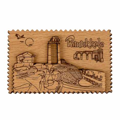 Pamukkale Themed Myros Wooden Refrigerator Magnet - 5