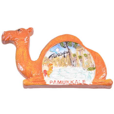 Pamukkale Themed Pamukkale Polyester Camel Fridge Magnet