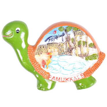 Pamukkale Themed Pamukkale Themed Polyester Turtle Fridge Magnet - Myros