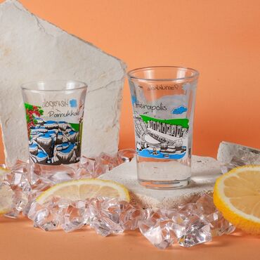 Pamukkale Themed Shot Glass Set of 2 Pcs - Thumbnail