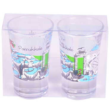 Pamukkale Themed Shot Glass Set of 2 Pcs - Thumbnail