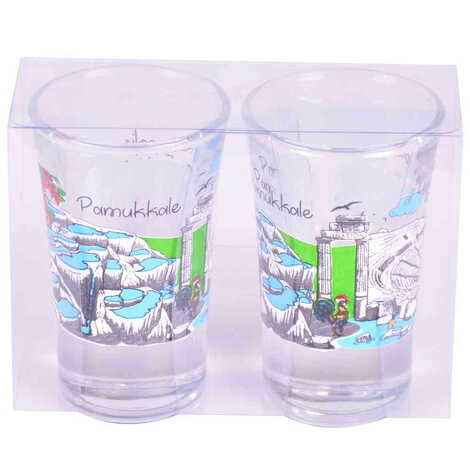 Pamukkale Themed Shot Glass Set of 2 Pcs