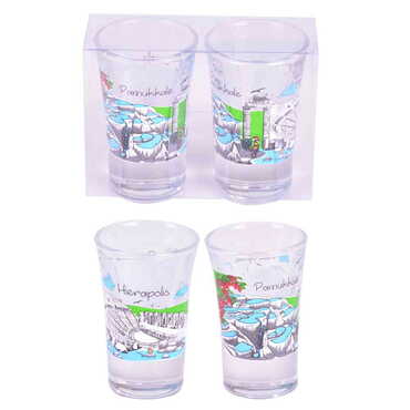 Pamukkale Themed Shot Glass Set of 2 Pcs - Thumbnail