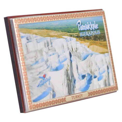 Pamukkale Themed Silver Plated Desktop Decor Mahogany 78X125 Mm