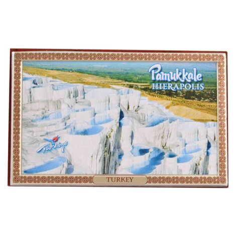 Pamukkale Themed Silver Plated Desktop Decor Mahogany 78X125 Mm