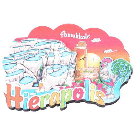 Pamukkale Themed Wooden Customised 2D Souvenir Fridge Magnet