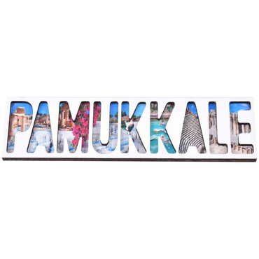 Pamukkale Themed Wooden Customised City Name Letter Souvenir Fridge Magnet - Thumbnail