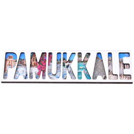 Pamukkale Themed Wooden Customised City Name Letter Souvenir Fridge Magnet