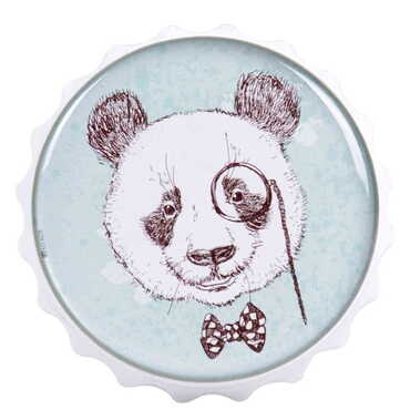 Myros - Panda Themed Round Cap Shaped Magnetic Bottle Opener 63x15 mm