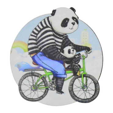 Panda Themed Wooden Customised Badge Pin - Thumbnail