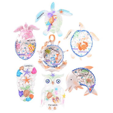 Wholesale Patara Themed Stone and Mother of Pearl Finish Polyester Refrigerator Magnet - 3