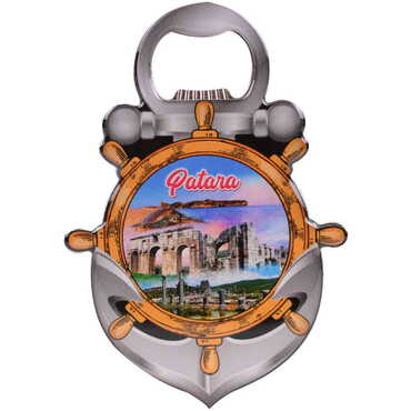 Myros - Patara Themed Anchor Shaped Metal Magnetic Bottle Opener 105x72 mm