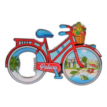 Patara Themed Bicycle Shaped Metal Magnetic Bottle Opener 100x65 mm - Thumbnail