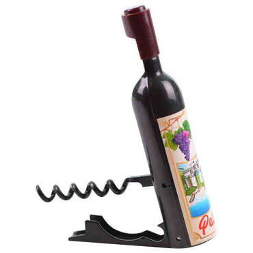 Patara Themed Bottle Shaped Metal Wine Bottle Corkscrew Opener-Magnetic 115x25x25 mm - Thumbnail