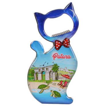 Myros - Patara Themed Cat Shaped Metal Magnetic Bottle Opener 97x48 mm