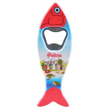 Myros - Patara Themed Customised UV Printed Fish Shape Printed Plastic Base Bottle Opener 42x130 mm