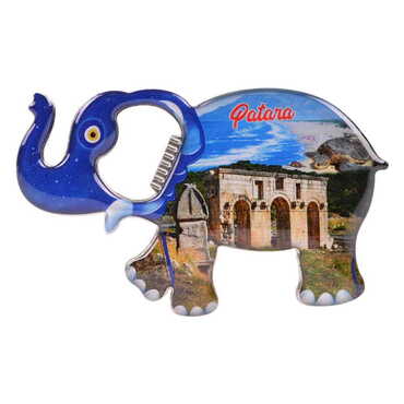 Patara Themed Elephant Shaped Metal Magnetic Bottle Opener 98x61 mm - Thumbnail