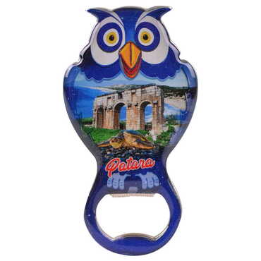 Myros - Patara Themed Owl Shaped Metal Magnetic Bottle Opener 88x47 mm