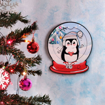 Penguin Wooden Decorative Board With Hat - Myros