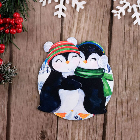 Penguins in Love Wooden Coasters