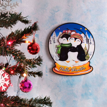Penguins in Love Wooden Decorative Board - Myros