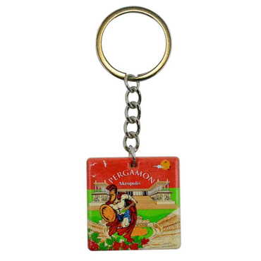 Myros - Pergamon Themed Customised Uv Printed Plastic Base Round Keyring 40x108 mm