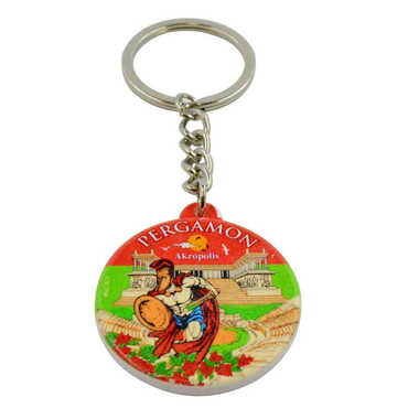 Myros - Pergamon Themed Customised UV Printed Plastic Base Square Keyring 38x100 mm