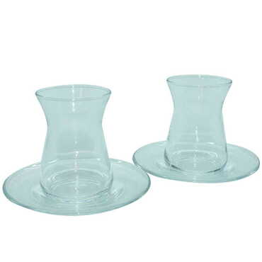 Plain Turkish Tea Glass Set of 2 pcs - Thumbnail