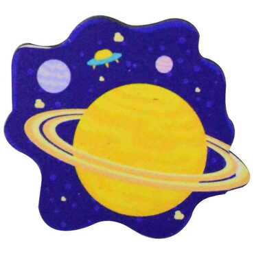 Planet Themed Wooden Customised Badge Pin - Thumbnail