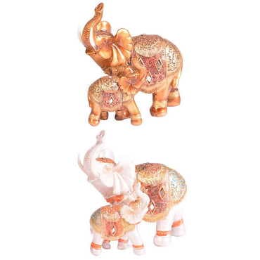 Polyester Mother & Baby Elephant Figurine - 2
