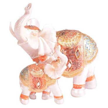 Polyester Mother & Baby Elephant Figurine - 3