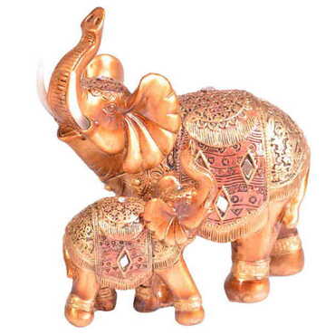 Polyester Mother & Baby Elephant Figurine - 4