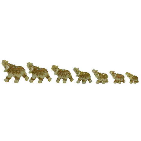 Polyester Elehpant Family Figurine Of 7 Pcs 280x130x35 mm