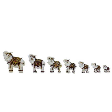 Polyester Elehpant Family On Branch Figurine Of 7 Pcs 140x90x110 mm