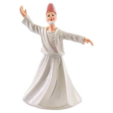 Polyester Fixed White Dervis Figurine 10 Cm - Thumbnail